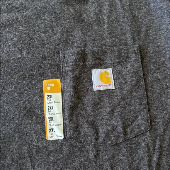 Carhartt Men’s Short Sleeve Pocket Tee Dark Heather Gray 2XLT Tall New - Picture 2 of 5